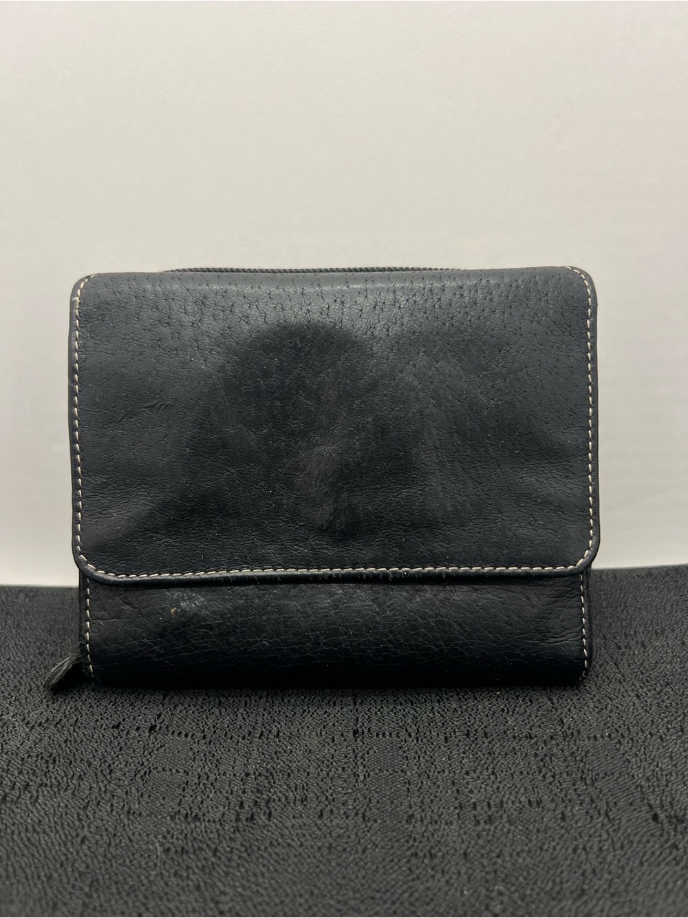 Classic Black Genuine Leather Wallet - Compact Multi Pocket Folded Design